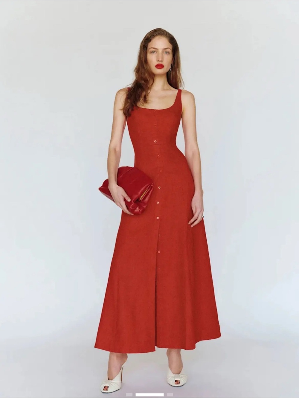 Reformation Fraise Linen Dress Red - Size 2